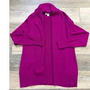 Coldwater Creek Magenta Cardigan Small Open Front Long Sweater Soft Cozy Layers
